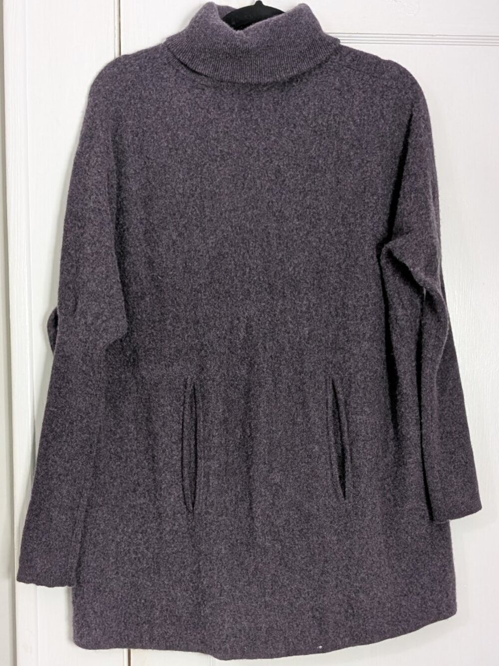 Garnet Hill Oversized Cashmere Wool Turtleneck Sweater Pockets Women's M Purple
